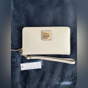 Dooney & Bourke Bone Florentine Leather Zip Around Wristlet